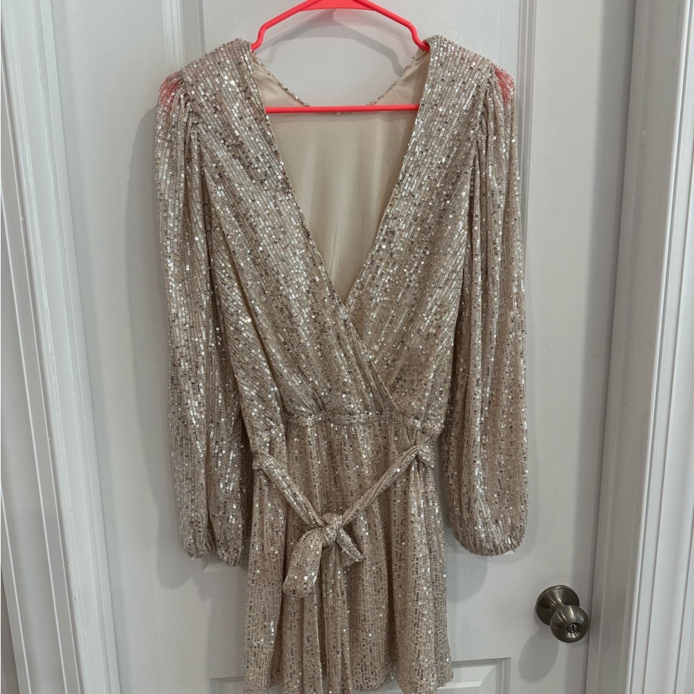 Sequin Wrap Dress with Belt